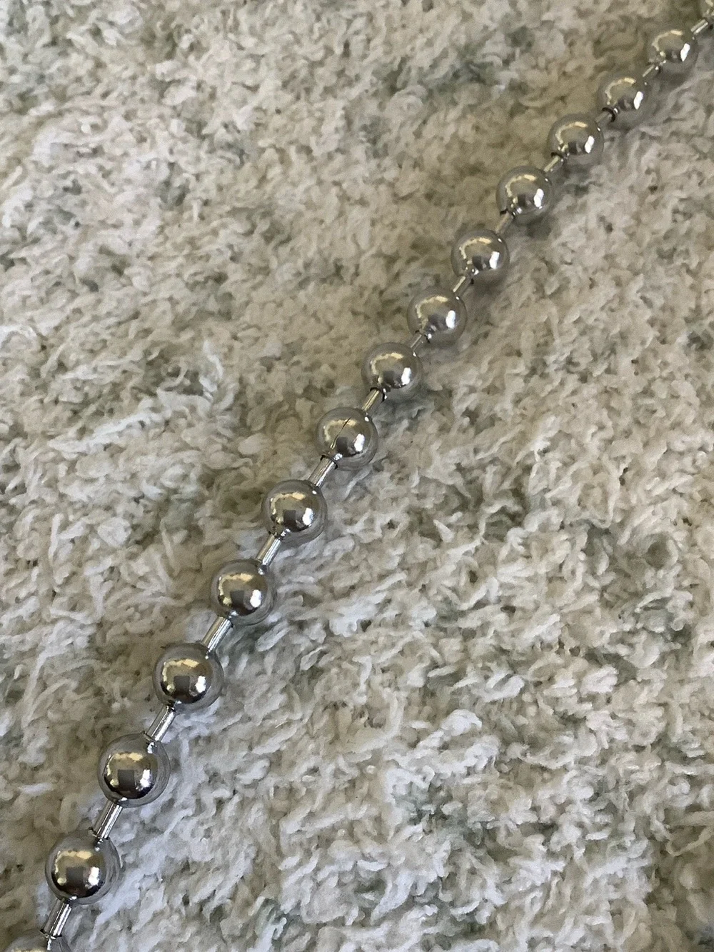 Giant Ball Chain Silver Beaded Necklace Men or Women, 8cm 22” NWT Festival